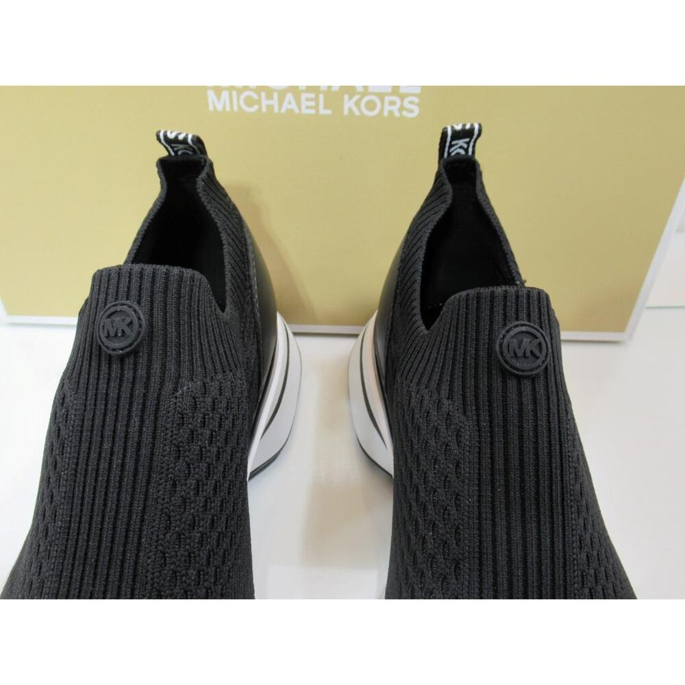 Michael Kors Ari Slip On Sneakers MK Logo Soft Stretch Knit Black Size 7 - Picture 5 of 8